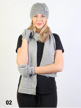 Fashion Bow-tie Knitted Set W/ (Scarf, Hat, Gloves)